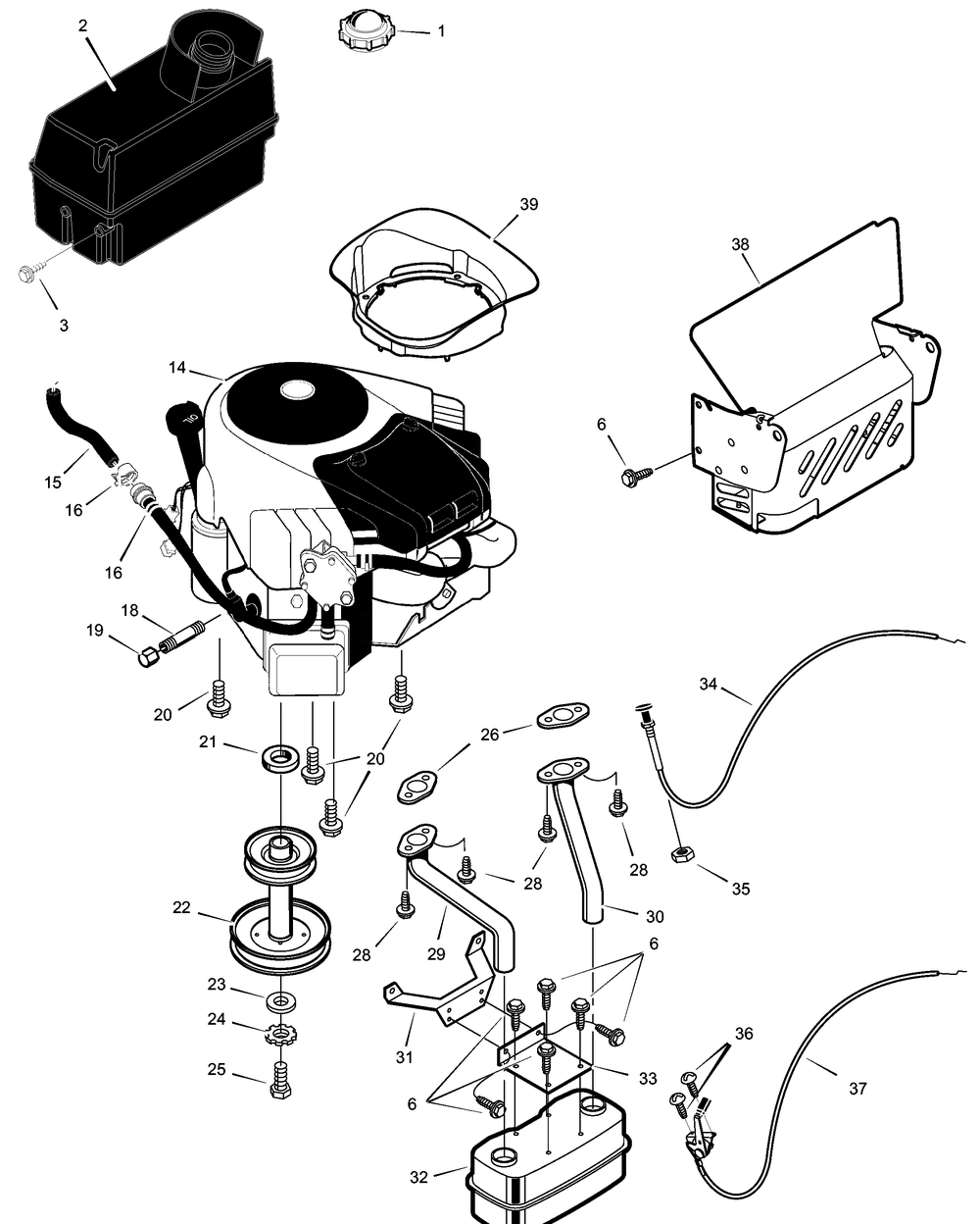 Engine Mount Assembly Diagram and Parts List for 465600X31A 2003 Briggs and Stratton Lawn Tractor